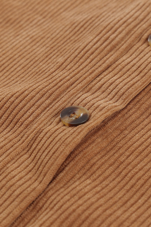 Patchwork Corduroy Buttoned Shirt Jacket